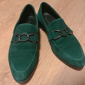 Vagabond Velvet Green Horsebit Flats
